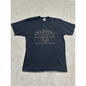 Vintage Jack Daniels Whiskey T Shirt Logo Large Made in USA 90s‎ Vtg Wooden Font